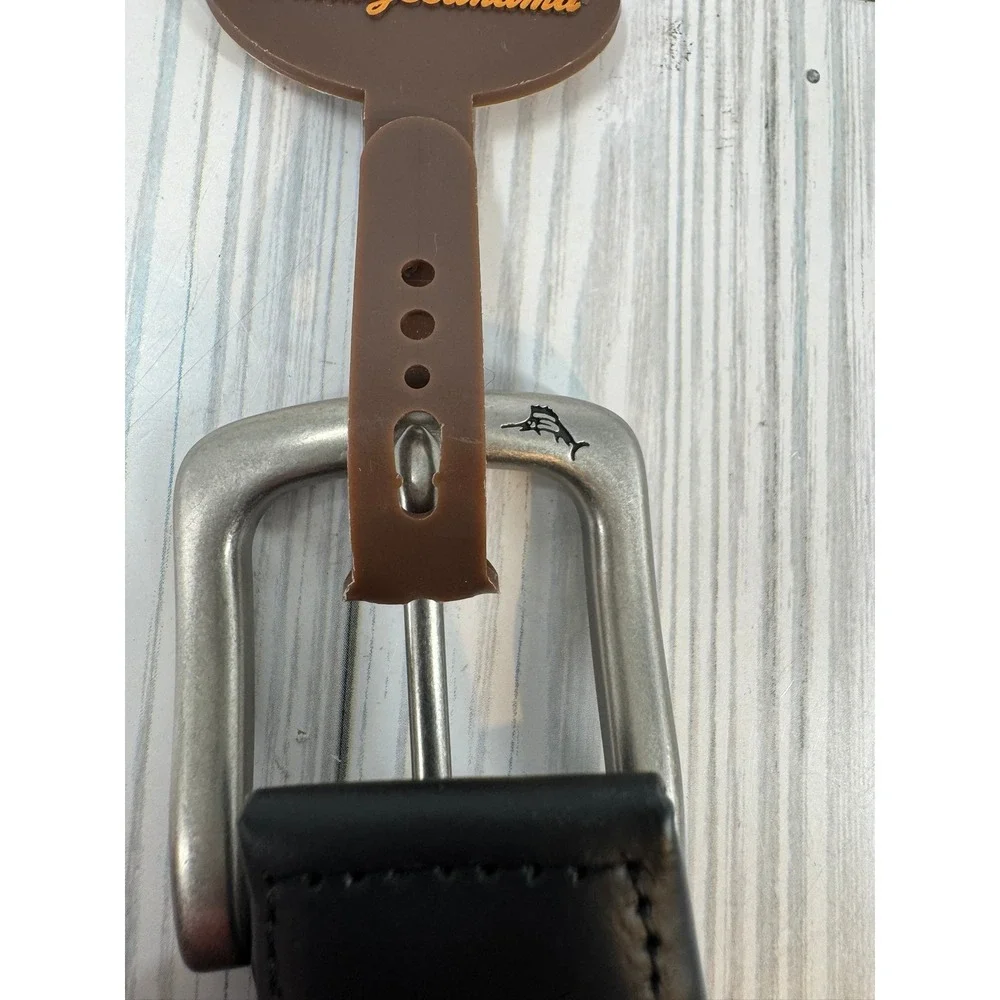 Tommy Bahama Men's‎ Med (34-36) Navy Blue Stretch Cord Belt Leather Trim Fishing - Picture 3 of 7